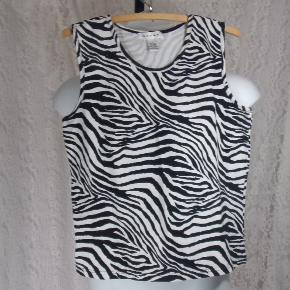 Shell Tank Top Zebra Black and White NWOT